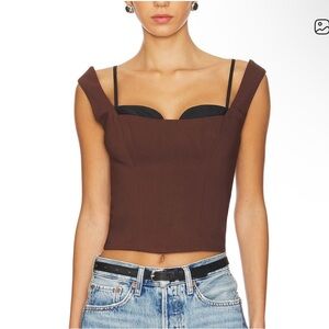 NWT Lpa 'Kenley' Brown Bengaline Top Size S